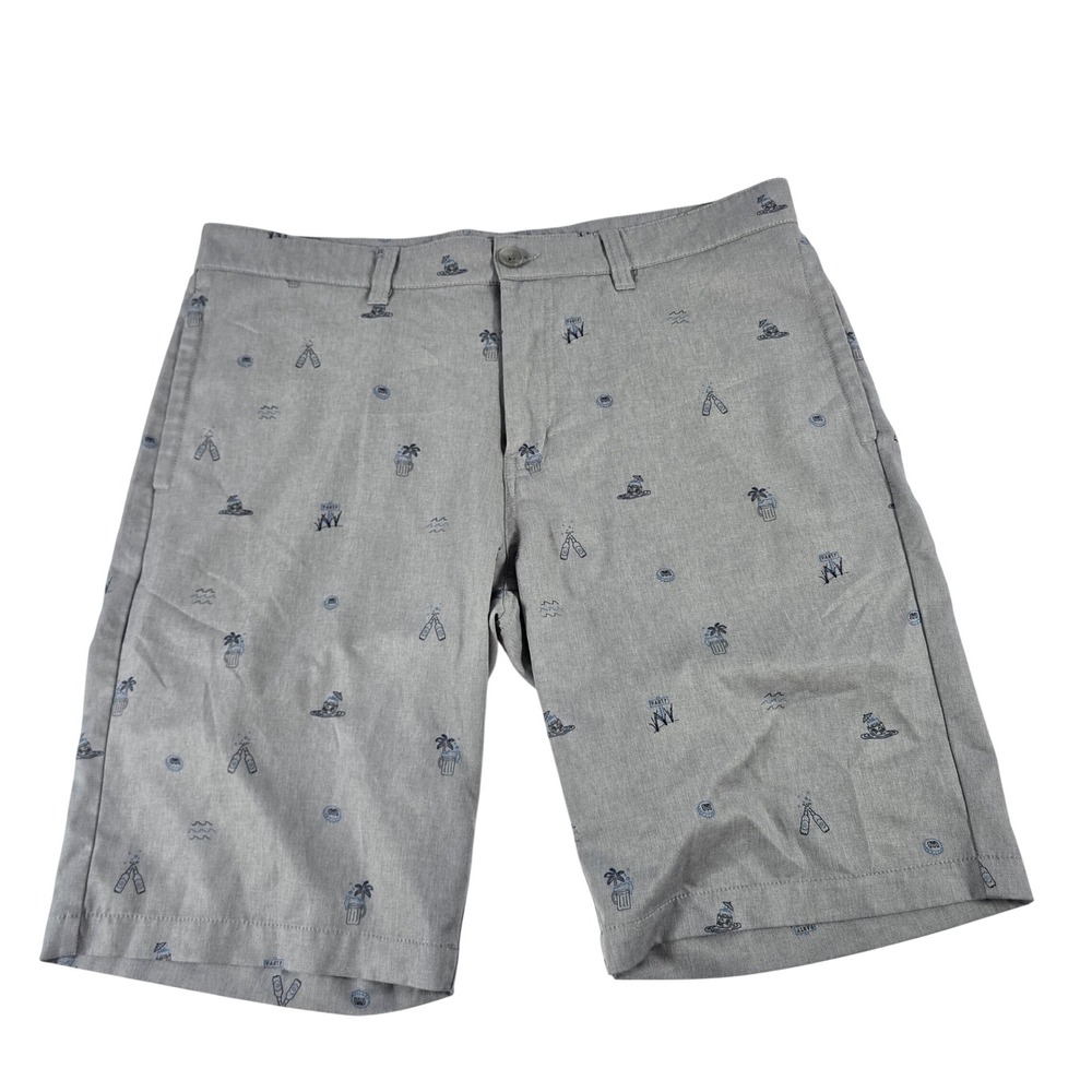 TravisMathew Mens‎ Grey Novelty Party Print Golf Shorts Size 36 Stretch Casual
